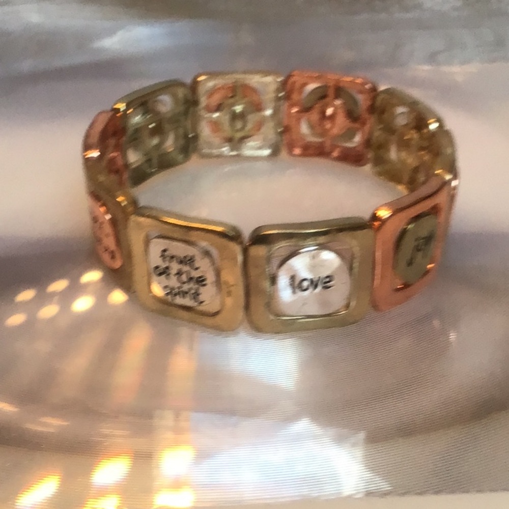 MIXED METAL FINISHED TONE INSPIRATIONAL COSTUME STRETCH BRACELET / XS-S